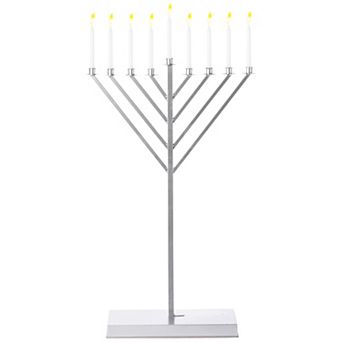 Metal Silver Coated Hanukkah Menorah For Synagogue