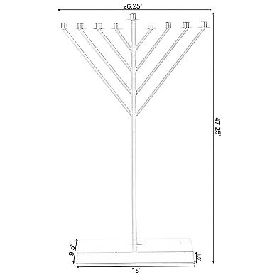 Metal Silver Coated Hanukkah Menorah For Synagogue