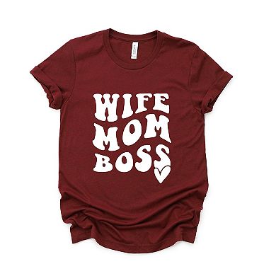 Simply Sage Market Wife Mom Boss Wavy Heart Short Sleeve Tee