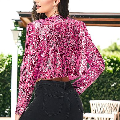 Women's Sequin Bedazzled Long Sleeve Fashion Bolero