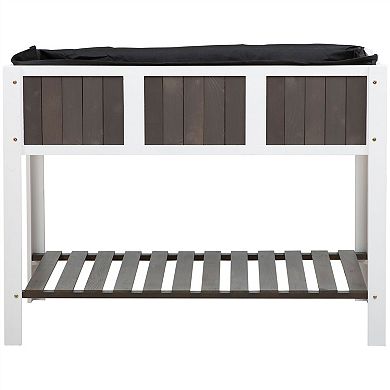 White Wooden 2 Level Elevated Raised Garden Planter Bed