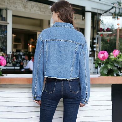 Women's Cropped Premium Denim Jacket