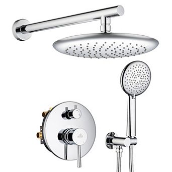 Casainc Round Shower Faucet Set Rain Head Wall Mount Mixer Taps with hand Spray