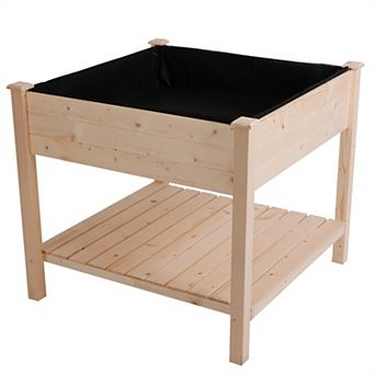 Farmhome Square Fir Wooden Raised Garden Planter Box