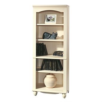 Elegant Display Shelf Bookcase With 5 Shelves In Antique White Wood Finish