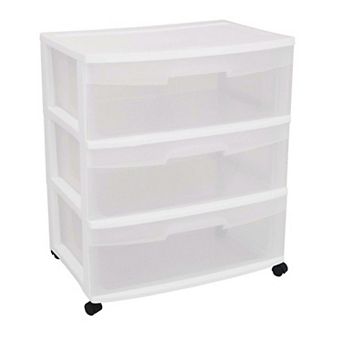 Mobile Home Storage Wardrobe Cabinet with 3 Drawers in Clear White