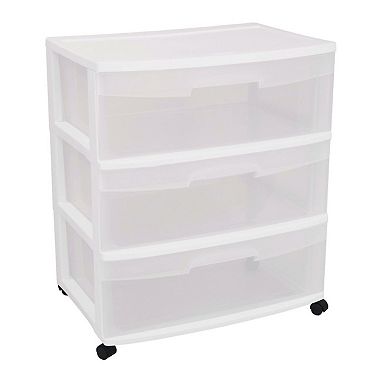 Mobile Home Storage Wardrobe Cabinet with 3 Drawers in Clear White