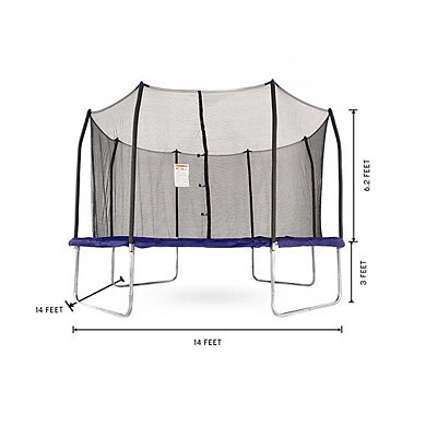 Skywalker Trampolines 14 Ft Square Trampoline With Safety Net Enclosure, Blue, Astm Approval