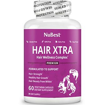 NuBest Hair Xtra, Premium Hair Growth Support For Men & Women, 60 Vegan Capsules