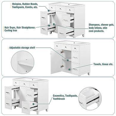 Merax Bathroom Vanity Cabinet With Sink Top Combo Set