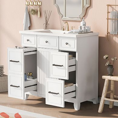 Merax Bathroom Vanity Cabinet With Sink Top Combo Set
