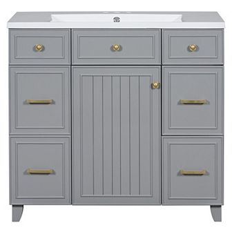 Merax Bathroom Vanity Cabinet With Sink Top Combo Set