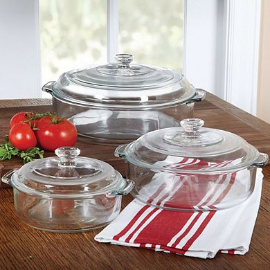 6-piece Round Glass Casserole Cookware Bakeware Set With Lids