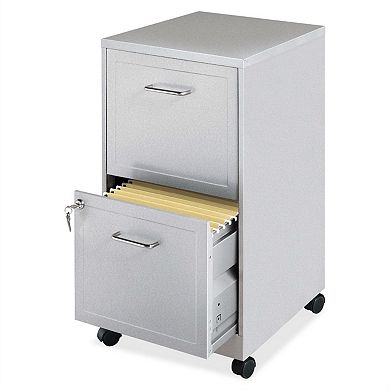 Grey Silver Metal 2-drawer File Cabinet With Casters