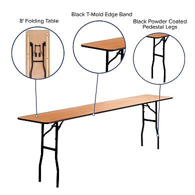Emma and Oliver 8-Foot Rectangular Wood Folding Training / Seminar Table