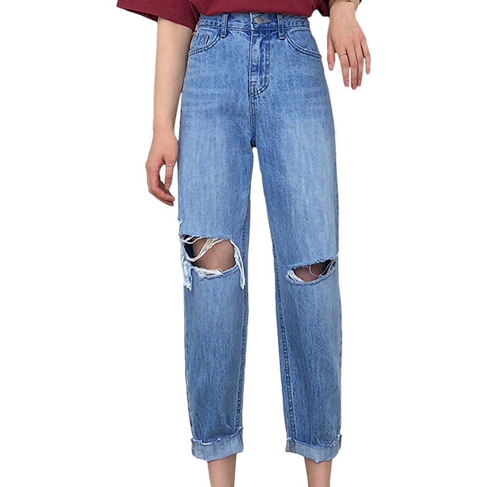 Women's Ag Knoxx Ripped High Waist Boyfriend Jeans Size 30 - Blue Blue Size 30 ---
