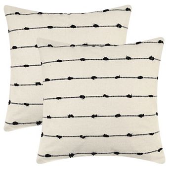 2 pc Cushion Farmhouse Decorative Throw Pillow Covers Neutral Pillowcases Home Decor 18" X 18"