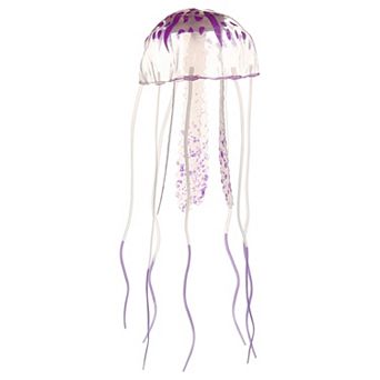 Aquarium Jellyfish Glow Decor Fish Tank Fluorescent Jellyfish Ornaments 2.3"x5.9" With Suction Cup