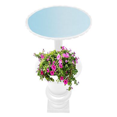 Ornate Round Cast Aluminum Metal 40-in Bird Bath And Planter Vase Combo