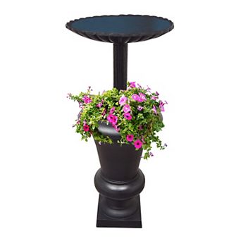 Ornate Round Cast Aluminum Metal 40 in Bird Bath And Planter Vase Combo
