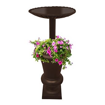 Ornate Round Cast Aluminum Metal 40 in Bird Bath And Planter Vase Combo