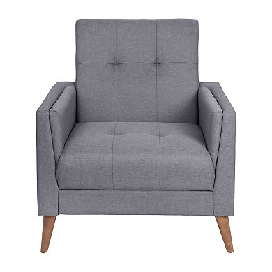 Merrick Lane Mid-Century Modern Upholstered Tufted Chair with Wood Legs