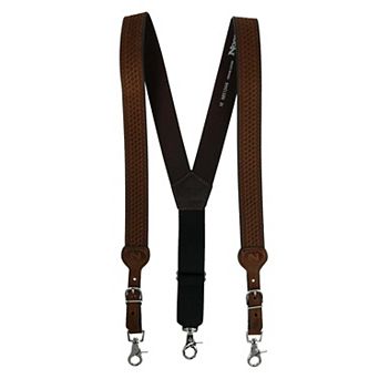 Men's Big & Tall Leather Braided Suspenders With Buckle Ends