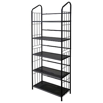 5-tier Bookcase Storage Shelves Rack In Black Metal