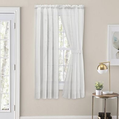 Cotton Voile 1.5" Rod Packet Tailored Curtain Panel Pair For Windows