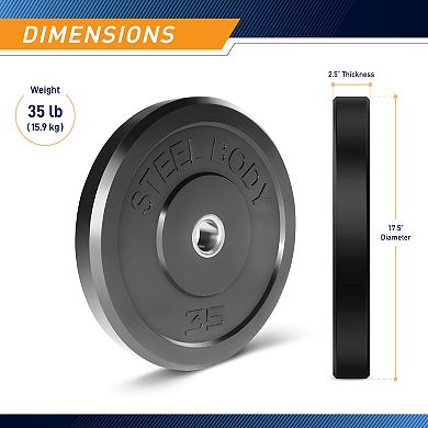 35 Lb. Olympic Bumper Plate Black Olympic Iron Gym Weight Steelbody Stbr-0035
