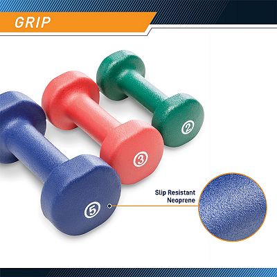 3 pair Neoprene Dumbbell Set Small Hand Weight Cardio Non slip Texture Marcy Nds 21.1