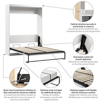 Bush Business Furniture Queen Murphy Bed, 65-inch Space-Saving Wall Be