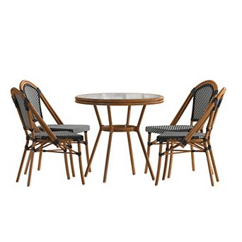Merrick Lane Bistro Set With Pe Rattan Pattern & Metal Frame