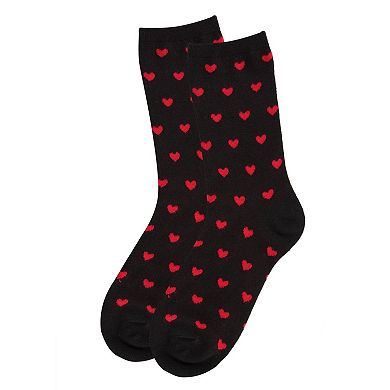 Women's Allover Heart Print Cashmere Blend Crew Sock