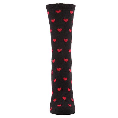 Women's Allover Heart Print Cashmere Blend Crew Sock