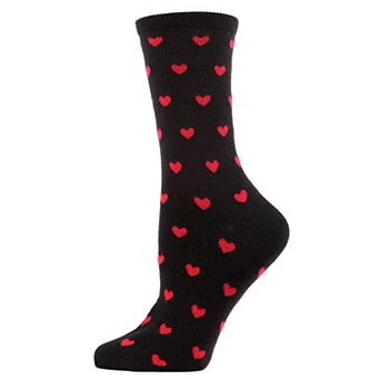 Women's Allover Heart Print Cashmere Blend Crew Sock