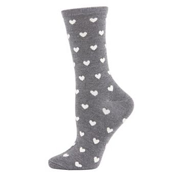 Women's Allover Heart Print Cashmere Blend Crew Sock