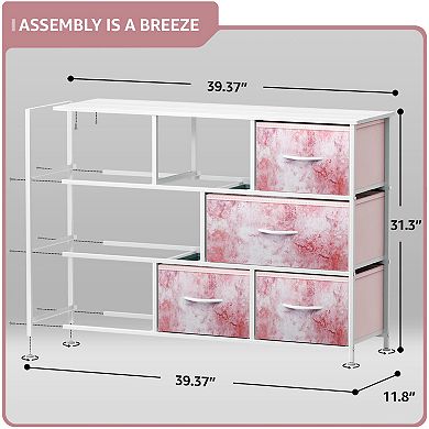 Sorbus 8 Drawers Wide Dresser - Organizer Unit With Steel Frame Wood Top And Handle, Fabric Bins