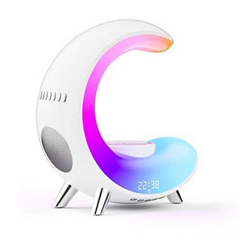 Smart Wifi Atmosphere Desk Lamp With Alarm Clock, Bluetooth Speaker, Wireless Charging Station