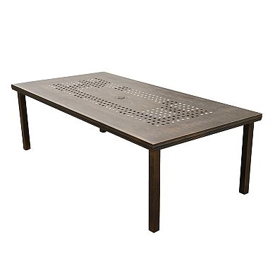 Modern Outdoor Aluminum 95-in Bronze Large Rectangular Patio Dining Set With Eight Arm Chairs