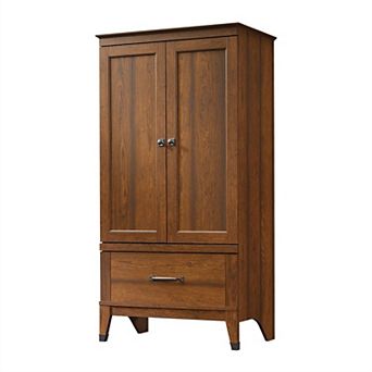 Bedroom Wardrobe Cabinet Storage Armoire In Medium Brown Cherry Wood Finish