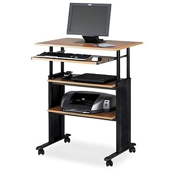Adjustable Height Stand Up Office Desk In Medium Oak