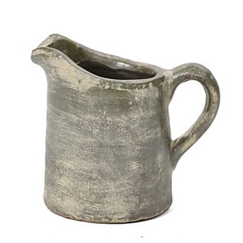 LuxenHome Rustic Farmhouse Brown Small Pitcher Terracotta Vase