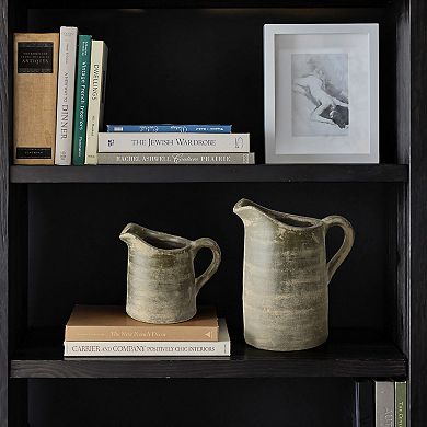 LuxenHome Rustic Farmhouse Brown Small Pitcher Terracotta Vase