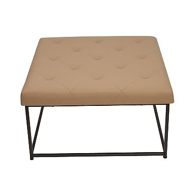 Merrick Lane Square Tufted Faux Leather Ottoman With Durable Metal Frame