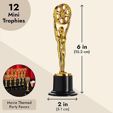 12-pack Mini Plastic Gold Award Trophies, Movie Film Buff Trophy For Teachers