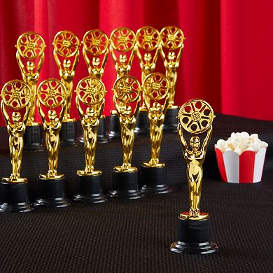 12-pack Mini Plastic Gold Award Trophies, Movie Film Buff Trophy For Teachers