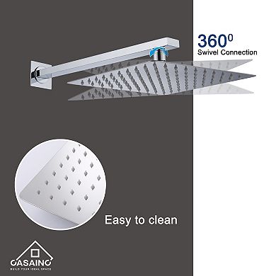 Casainc 9.8inch Wall Mounted Shower Faucet Waterfall Shower Bar System