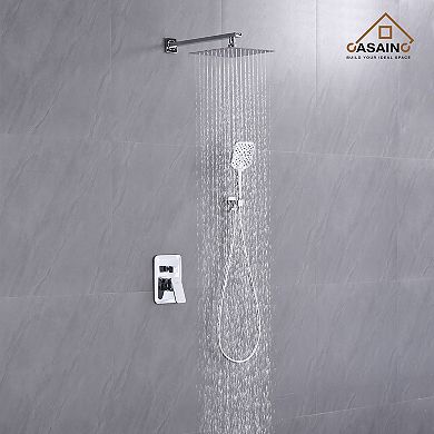 Casainc 9.8inch Wall Mounted Shower Faucet Waterfall Shower Bar System