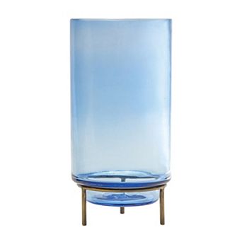 Vase with stand 5"d X 10"h Glass/iron
